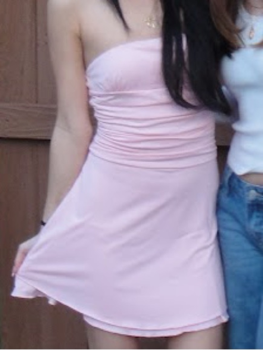 Strapless Ruched Pink Women's Dress
